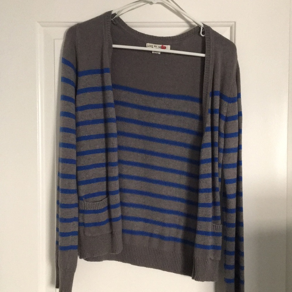 Blue and gray cardigan